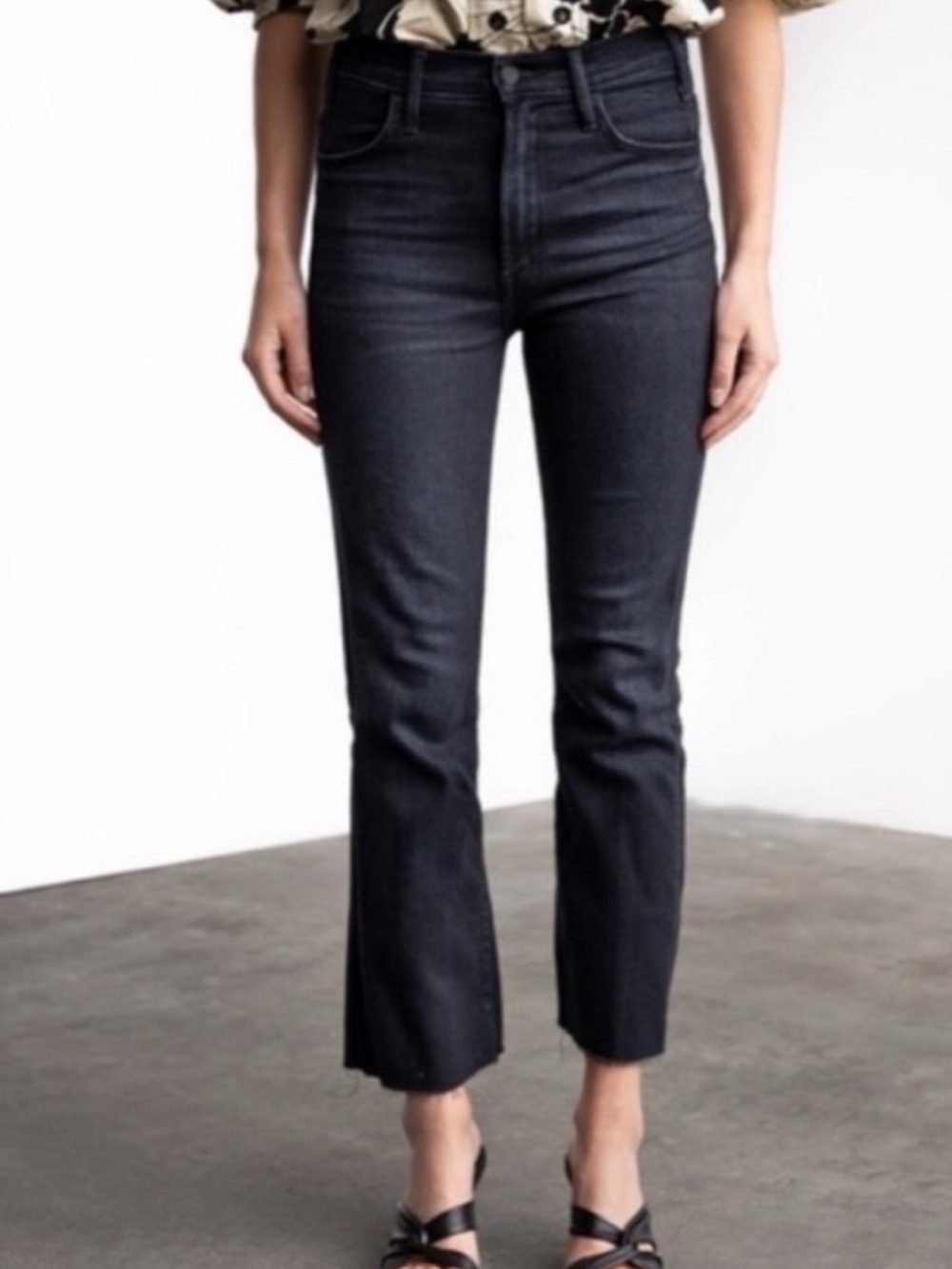 NWT MOTHER The Hustler Ankle Fray ENCOUNTERS AT NIGHT Jeans size 24 in Black